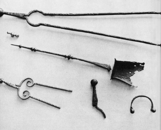 [Illustration: A few fireplace tools unearthed at Jamestown.]