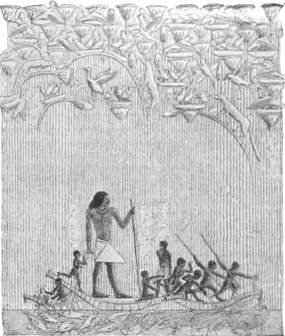 FIG. 1.&mdash;HUNTING IN THE MARSHES. TOMB OF TI, SACCARAH.

(FROM PERROT AND CHIPIEZ.)