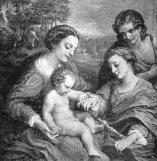 FIG. 46&mdash;CORREGGIO. MARRIAGE OF ST. CATHERINE AND
CHRIST. LOUVRE.