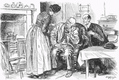 Vicar. "I UNDERSTAND FROM THE DOCTOR THAT YOUR HUSBAND IS HEARING BETTER WITH THIS EAR."
Darby. "EH, WHAT? WHAT'S 'E SAY, JOAN?"
Joan. "'E SAYS 'E UNDERSTANDS FROM THE DOCTOR THAT YOU'RE 'EARING BETTER WITH THAT THERE."
