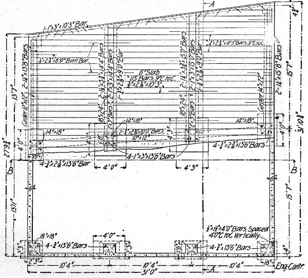 Fig. 273.&mdash;Sectional Plan of 75,000-Gallon Reservoir.