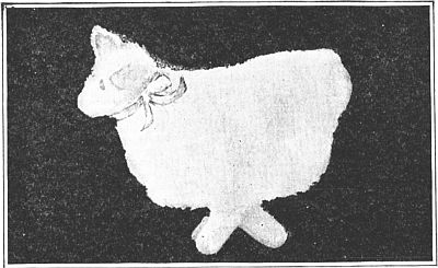 Fig. 108&mdash;Tie a gay ribbon around the lamb's neck.