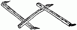 Fig. 134&mdash;Across the end of the second stick place the end of a third stick.