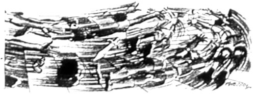 Clinging like leeches to the wall, the two men resisted
the warped gravitational drag.