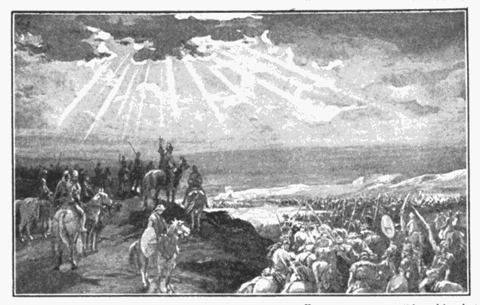 Joshua Commanding The Sun To Stand Still. "All things are possible to him that believeth." Mark 9:13. Illustration.