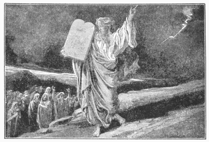 Moses With The Tables Of The Law. "By the law is the knowledge of sin." Rom. 3:20. Illustration.