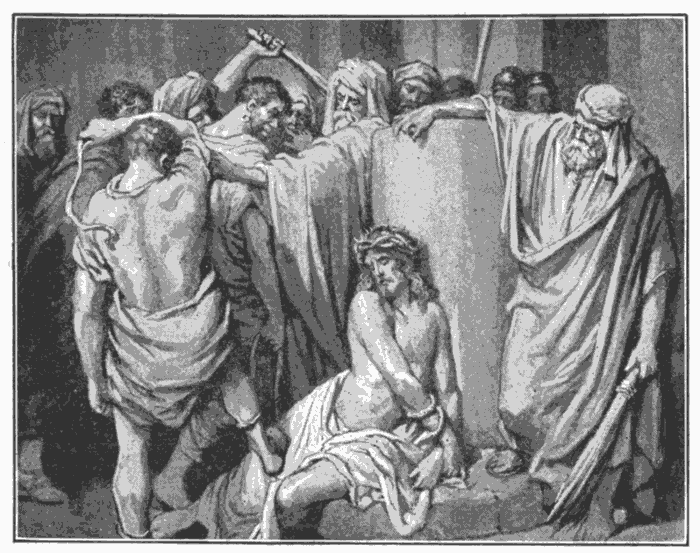 Jesus Scourged. "He was oppressed, and He was afflicted, yet He opened not His mouth." Isa. 53:7. Illustration.