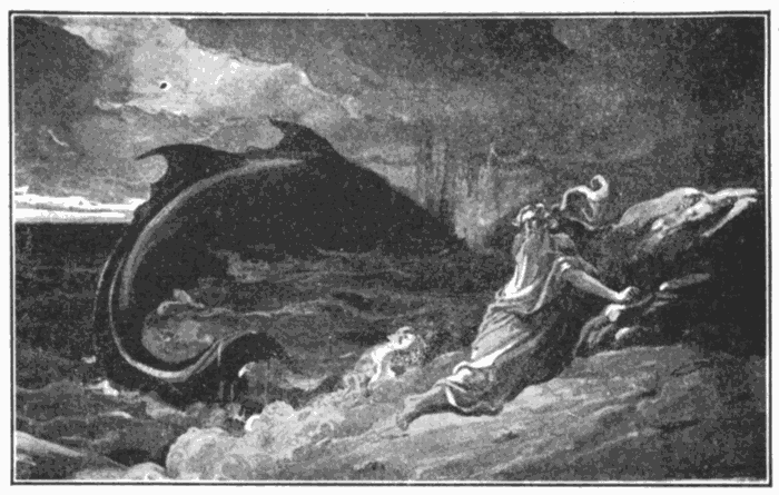 Jonah And The Whale. "Pride goeth before destruction." Prov. 16:18. Illustration.