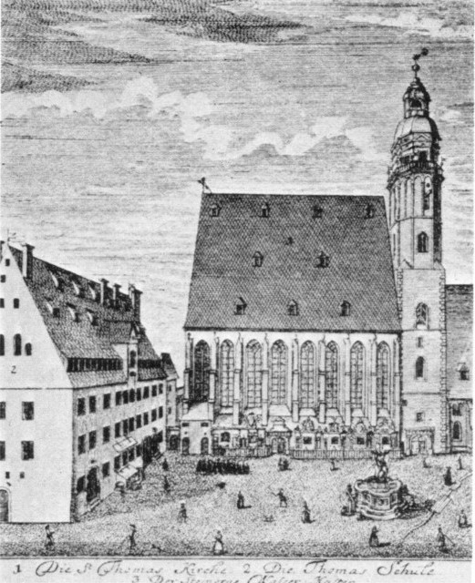 The Church and School of St. Thomas, Leipzig, in 1723. The Church and School of St. Thomas, Leipzig, in 1723.