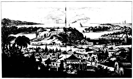 View of harbor of Acapulco&mdash;Arnoldus Montanus (Amsterdam, 1671)