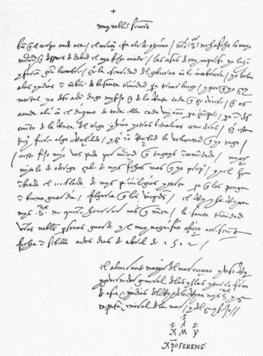 COLUMBUS'S LETTER, APRIL 2, 1502, ADDRESSED TO THE BANK OF ST.
    GEORGE IN GENOA.