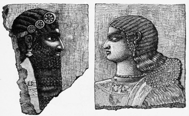 Fig. 70.&mdash;Fragments of Reliefs from Nimrud. (British
Museum.)