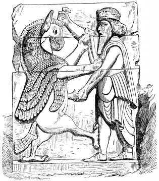 Fig. 91.&mdash;Relief for a Portal of Persepolis. (See Fig. 86.)