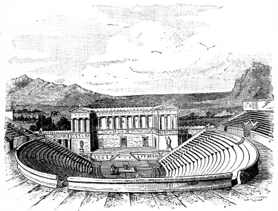 Fig. 186.&mdash;Restored View of the Theatre of Segesta.