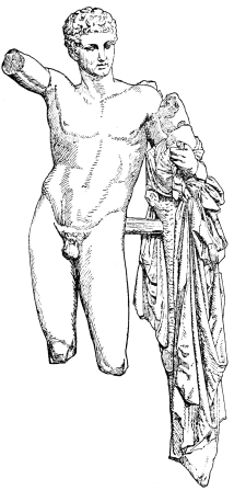 Fig. 227.&mdash;Hermes with the Infant Dionysos. (From the
Heraion at Olympia.)