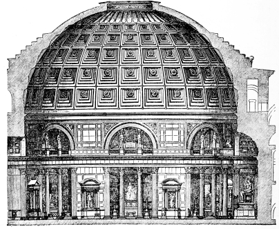 Fig. 276.&mdash;Section of the Pantheon. Restoration by
Adler.