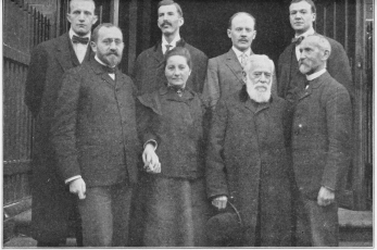 FACULTY AND AMERICAN STUDENTS AT THE MISSIONS-HAUS,
KATTOWITZ
The young men are members of the Pennsylvania Y. M. C. A. Expedition for
the Study of Immigration. The school is strategically situated where
three empires meet. It is non-sectarian and interdenominational;
permeating the East with Christian ideas.