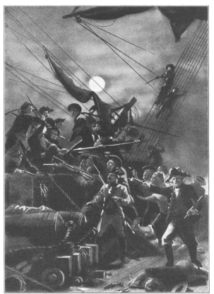 John Paul Jones commanding the “Bon Homme Richard” in the
battle with the “Serapis.”